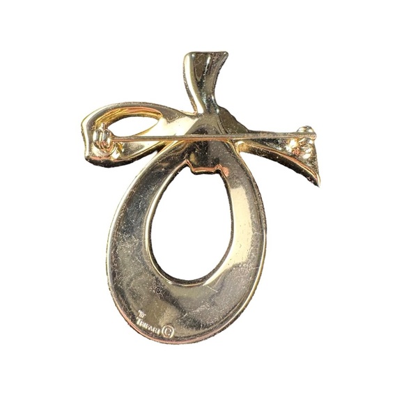 Vtg Signed Crown Trifari Gold Tone Bow Ribbon Clear Rhinestones Brooch Pin 2” - Picture 11 of 14